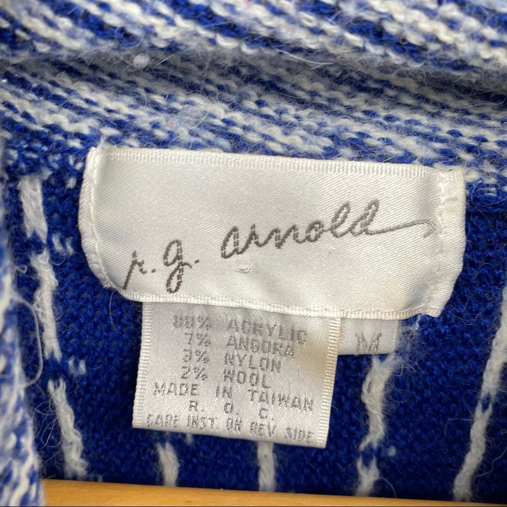 Vintage R.G. Arnold Angora Wool Blend Blue Sweater - Picture 4 of 6